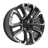Angle view of a 22x9 Machined Black wheel replacement for Cadillac Escalade replica rim 9510995